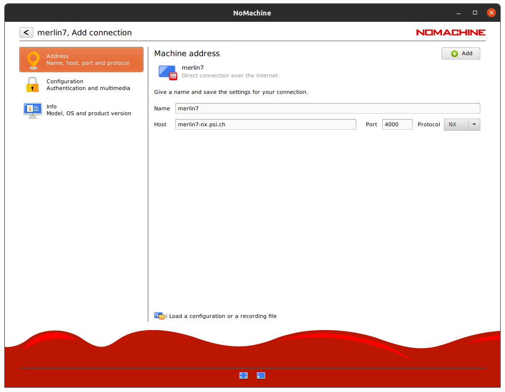 Create New NoMachine Connection