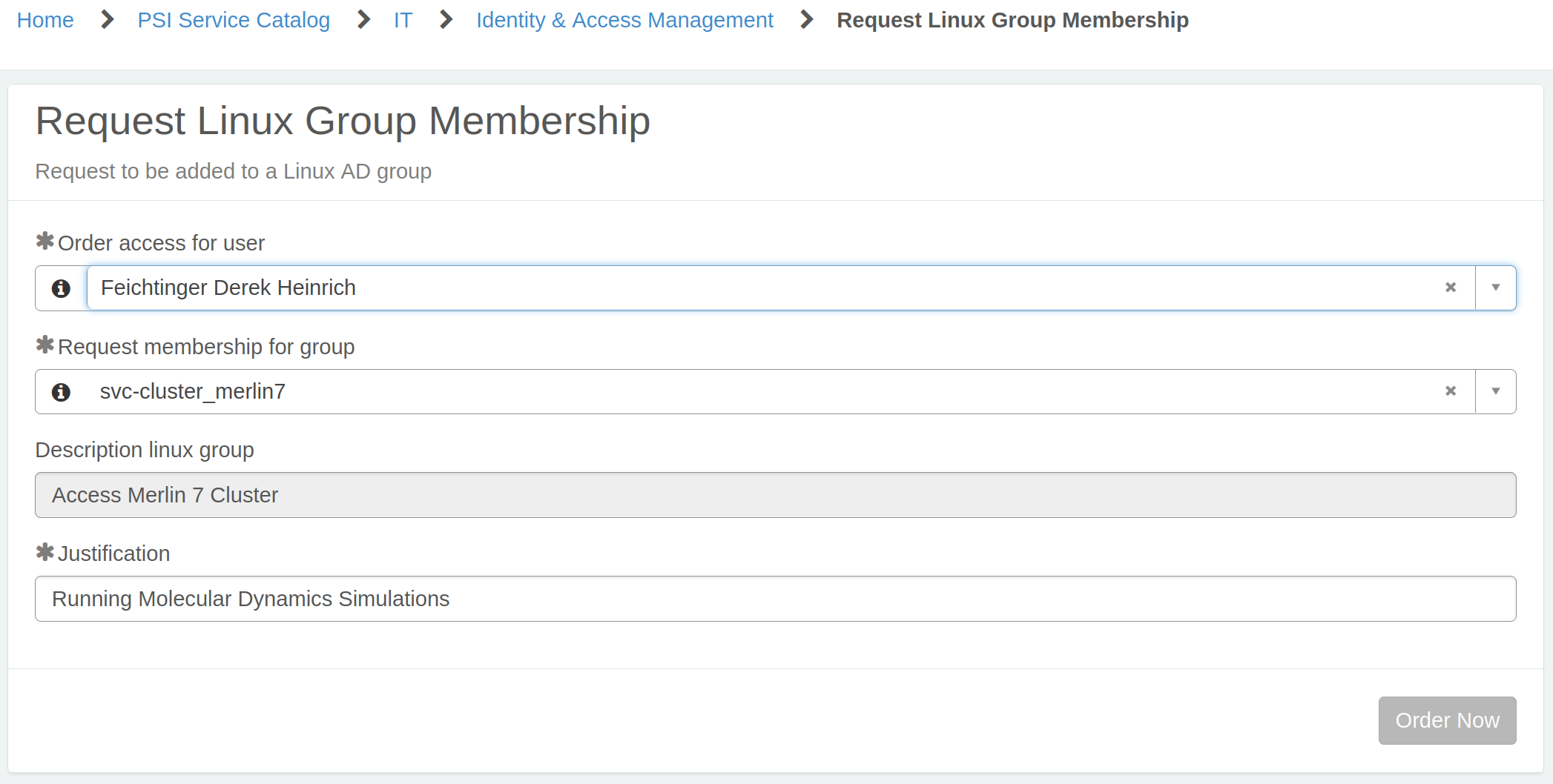Example: Requesting access to Merlin7