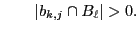 $\displaystyle \qquad {\ensuremath{\left\vert{ b_{k,j}\cap B_\ell }\right\vert}} > 0.
$