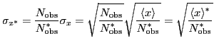 $\displaystyle \sigma_{x^*}= {\ensuremath{\displaystyle{\frac{{\ensuremath{\disp...
...e{\langle x\rangle^*}}}}{{\ensuremath{\displaystyle{N_{\mathrm{obs}}^*}}}}}}}}
$