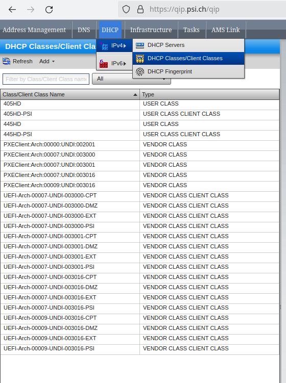 Vendor Class to network boot configuration in QIP