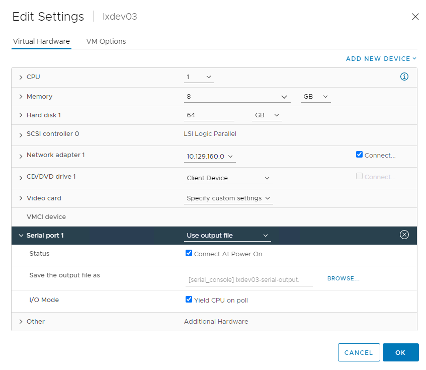 Serial Port Settings
