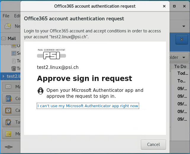 Office365 account authentication request password