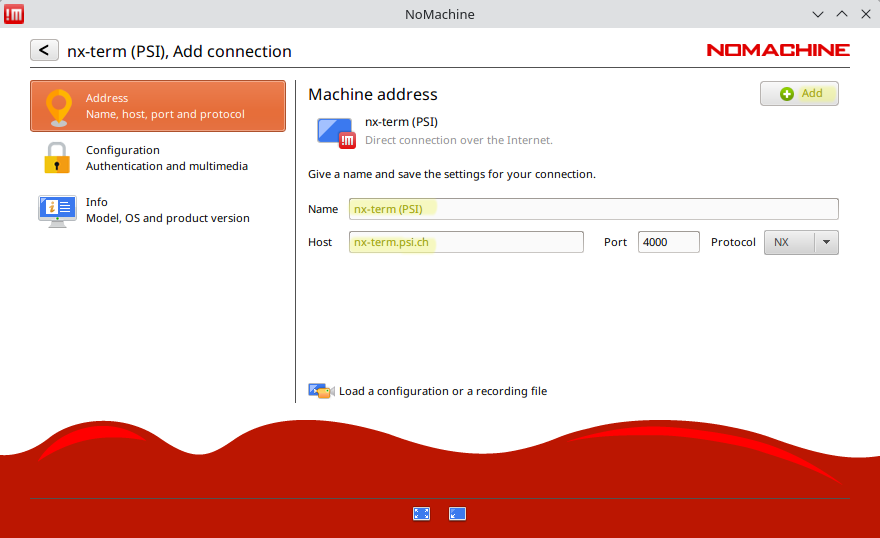 nx configure connection