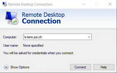 Start Remote Desktop Connection
